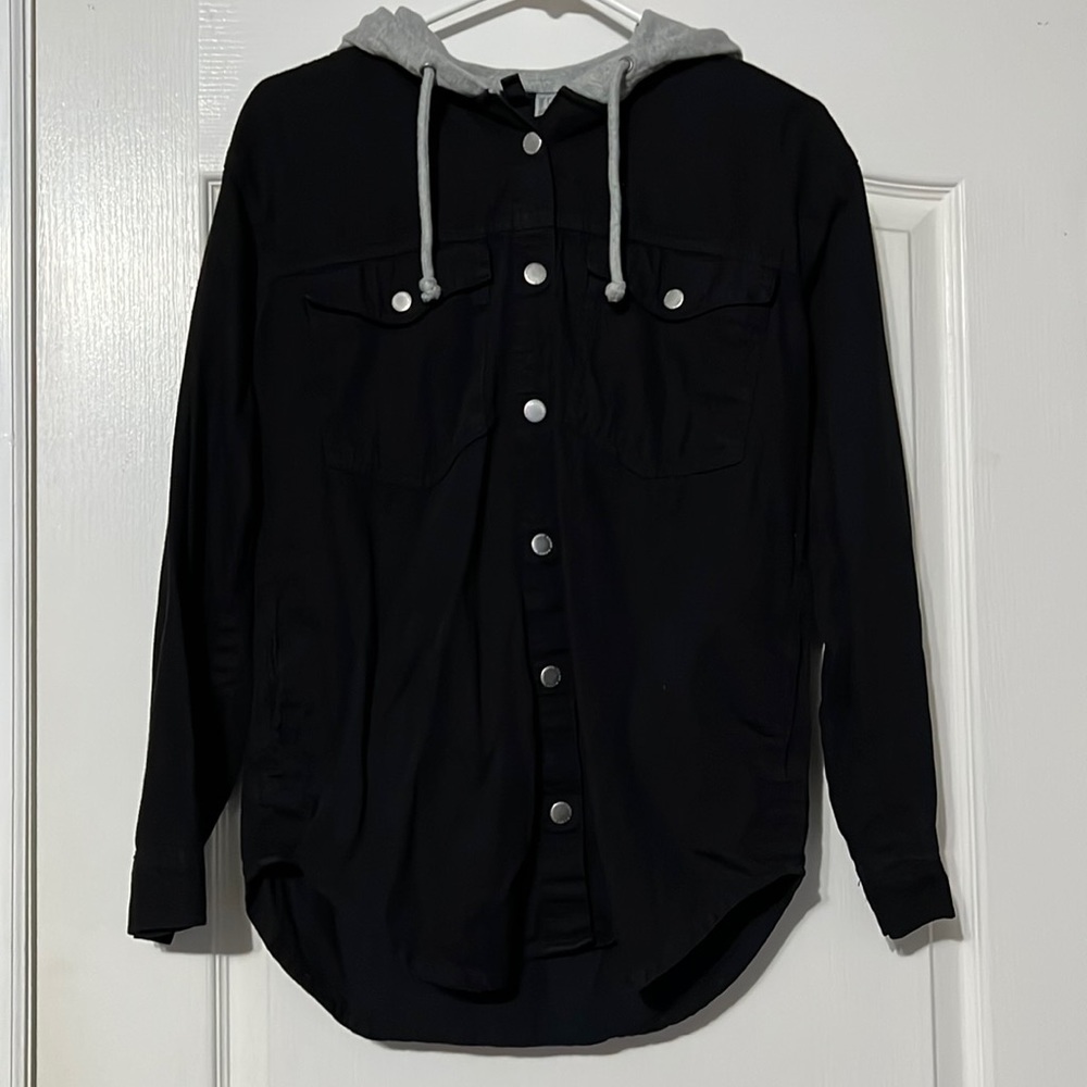 Divided Rose Between Thorns Button Down Jacket w/ Hood